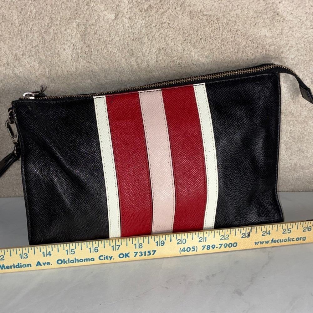White House Black Market Black Wristlet Clutch - OS - Striped Saffiano Preppy - Picture 2 of 13